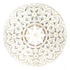 GENERICO - Cuadro De Madera Ornamental Mandala Blanco Decoracion Pared