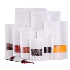 GENERICO - 50 Bolsas Papel Kraft Blancas 17x24+4 Cms, Resellables +Regalo