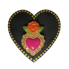CREA TALLER - Cuadro corazón flor decorativo 18cm