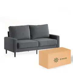 ZINUS - Sofá Colton 2 cuerpos gris oscuro