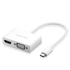 UGREEN - Convertidor de Video USB-C a HDMI y VGA Blanco