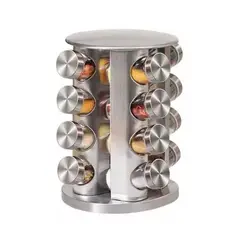 GENERICO - Soporte giratorio de acero inoxidable para condimentos16 tarros