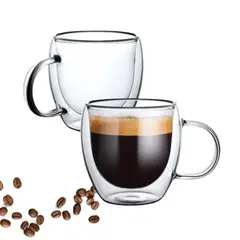 GENERICO - Set 2 Taza De Doble Cubierta De Vidrio 250ml Mug