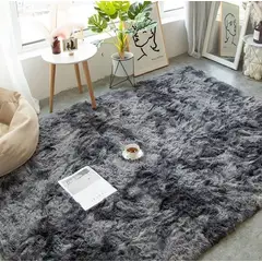 ANGELES DEL HOGAR - Alfombras peluda tipo Shaggy 200x300 cm Negro Jaspeado