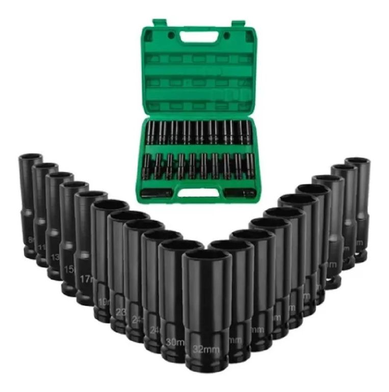 20 Piezas Juego De Dados Llaves Vaso 1/2 Mecanica
