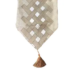 ELIZABETH PEPER - Camino De Mesa Con Diseño Dorado Cafe 180x33 cm