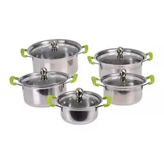 GENERICO - Juego Set De 5 Ollas Cacerolas Con Tapa Acero Inoxidable