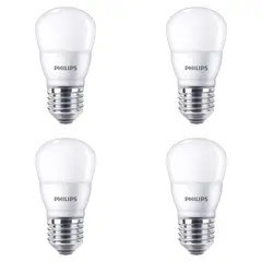 PHILIPS - Set 4 Ampolletas Pequeñas Led P45 4W E27 Luz Calida 350 Lm