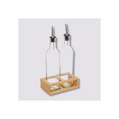 5FIVE - Set botellas para aceite y vinagre de 0,5 Lt incl. soporte de bambú