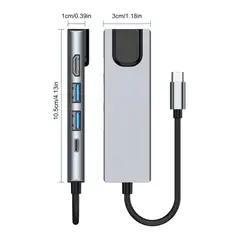 ATURE - Hub 5 En 1 Usb C Usb 3 Hdmi 4k Pd Lan Rj45 Gigabit 1000mbps