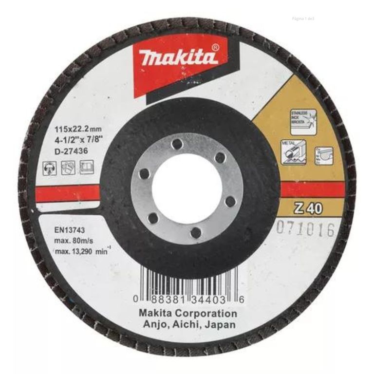 Disco Traslapado Metal/inox 4 1/2'' Zirconio D-27436
