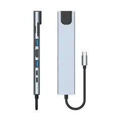 ATURE - Hub 8 En 1 Usb C Usb 3.0 Hdmi 4k Pd Tf Sd Rj45 Lan 100mbps
