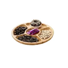 GENERICO - Tabla De Picoteo Bandeja Redonda Aperitivos 30cm Cafe