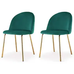GENERICO - Pack 2 Silla de terciopelo elegante living o comedor - Verde