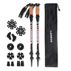 OFERTABKN - Pack 2 Bastones Trekking Senderismo Aluminio 7075 Rojo