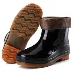 AGUALLUVIA - Botas De Agua Hombre Negra Antideslizante Con Forro Cálido