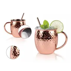 MUNDO MAGIA - Set De 2 Mugs De Cobre Tragos Moscow Mule Mojito Bar