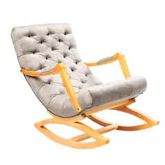 DISEÑOS VALESTRINI - SILLA MECEDORA CAPITONES FELPA GRIS