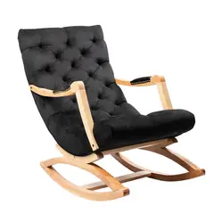 DISEÑOS VALESTRINI - SILLA MECEDORA CAPITONES FELPA NEGRA
