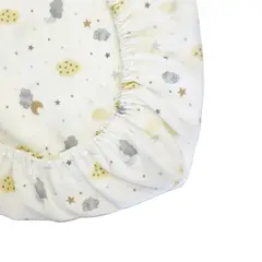 GENERICO - Sabana Moletón 100% Algodón para Colecho Nubes y Lunas Amarillo