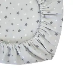 GENERICO - Sabana Moletón 100% Algodón para Colecho Mini Estrellas Gris