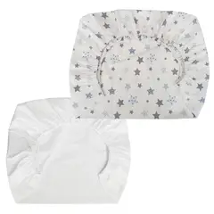 GENERICO - Set de 2 Sábanas Bajeras para Cuna Pack and Play Estrellas Azul