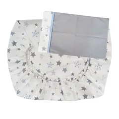 GENERICO - Sábana Bajera para Colecho y Funda de Almohada Diseño Estrellas Azules