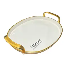 GENERICO - Bandeja Elegante Servir Dorado Decorativa Redonda Ex Grande