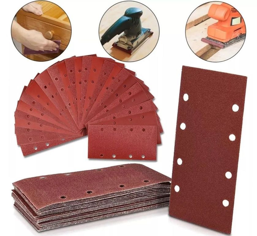 50 Lijas Rectangular Velcro 93x190mm 8 Orificio Madera