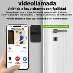 AIZO - Timbre Inalámbrico Exterior Wifi Cámara 1080p Casa Seguridad negro