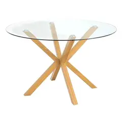 PANDALINO - Mesa Redonda Equiz 120cm - Patas X - Vidrio Templado