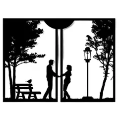 GENERICO - Cuadro Artesanal Pareja Enamorada en Madera mdf