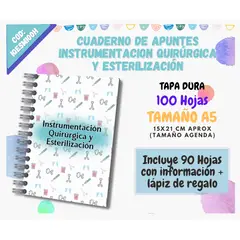 GENERICO - CUADERNO DE APUNTES INSTRUMENTACION QUIRURGICA Y ESTERILIZACION A5 - 100 HOJAS