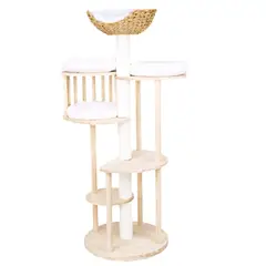 CRUSEC - Rascador Para Gatos Tipo Torre Con Casa Elegante Beige
