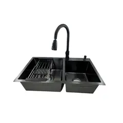 MODERN SPACE - Lavaplatos 68x38 Cm 2.5 Mm Black + Llave extraíble + Disp.
