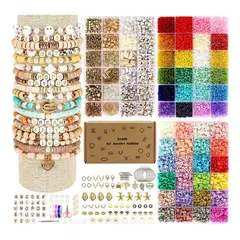 SLOWTON - Juego De Cuentas 48 Colores Y Letra 10500 Kit Hacer Pulseras