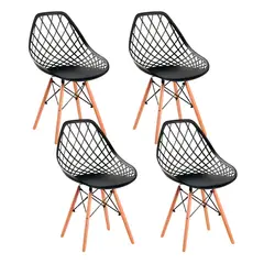 KLIK - Pack de 4 Sillas Eames Enrejada Mesh - Negra