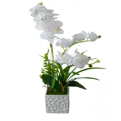 PLANT ME - Planta Artificial Eco-sintética Decorativa Orquídea Blanca 60cm