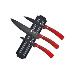 BERGNER - JUEGO DE CUCHILLOS 4PCS ACERO INOX ROJO