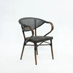 NECTAR - Silla Bistrot Ratán Café Estilo Francés Aluminio Resistente Tipo Madera Uso Exterior