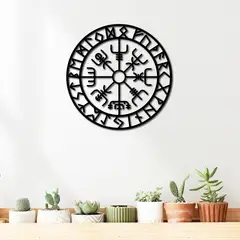ELAB PROPIA - Cuadro Decorativo Vikingo Vegvísir 35 cm - Madera Fun Republic