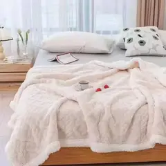 WILDSENS - Frazada Sherpa 1.5 Plazas (150x200 cm) Crema
