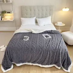 WILDSENS - Frazada Sherpa 2 Plazas (200x230 cm) Gris Oscuro