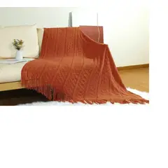 ANGELES DEL HOGAR - Manta o piecera para sofa y camas tejida con flecos 127xm x 172cm