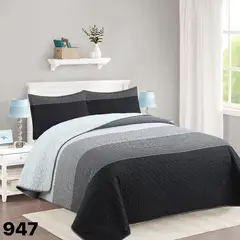 GENERICO - Cubrecama Quilt Sherpa 1.5 Plazas - Negro Matiz M947