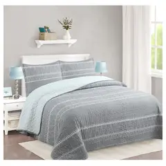 COMPRAPO - Cubrecama Quilt Juvenil Sherpa 2 Plazas Modelo Gris Etnic + 2 Fundas