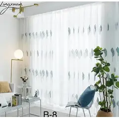 GENERICO - Visillo con diseño hojas bordado