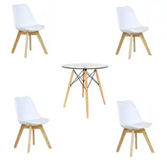 MOAD - Comedor Nordic Round vidrio 4P tulip blancas