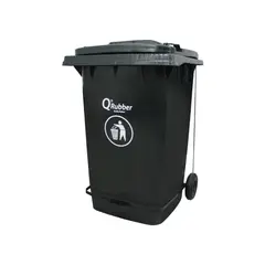 QRUBBER - Basurero Contenedor Basura 360 lts gris con pedal