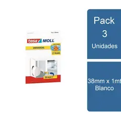 TESA - Pack 3 Tesamoll Universal para puertas 1mt Blanco